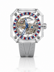 Pegasus USA Red White Blue  Stone Sapphire Skeleton Automatic Watch USA