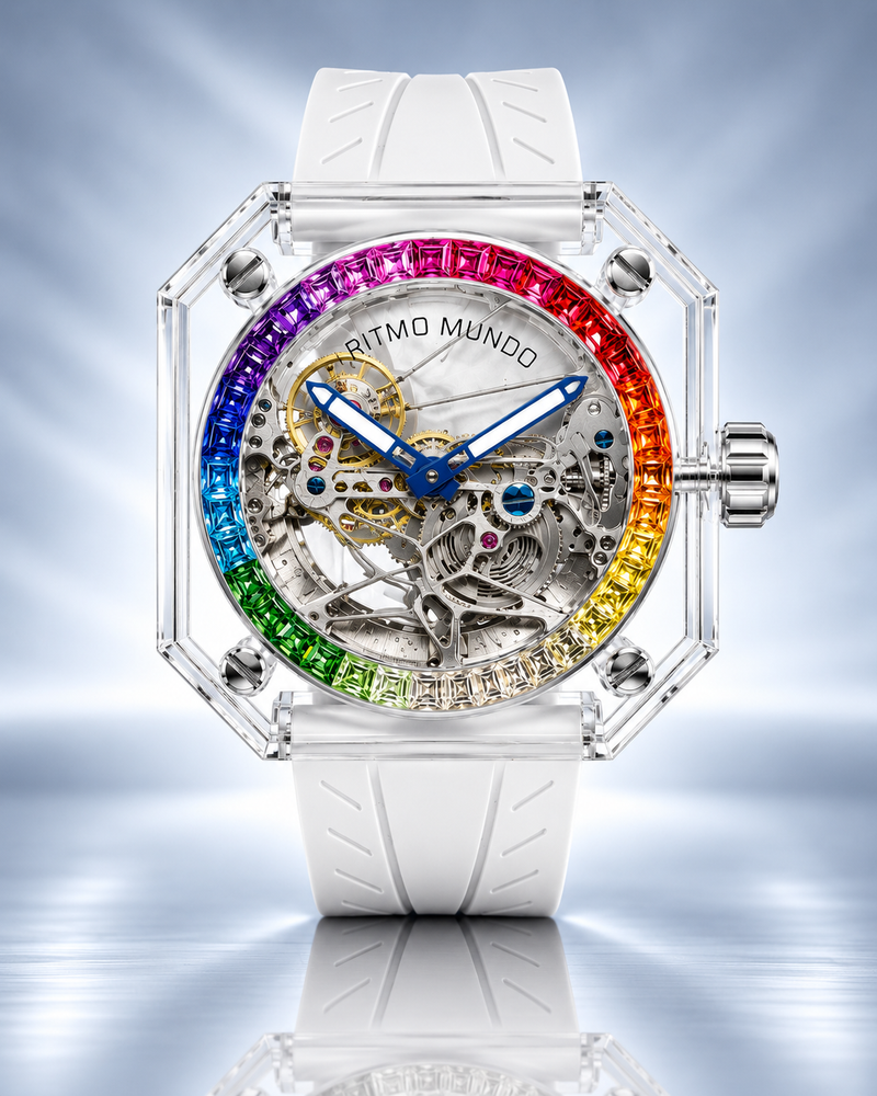 Pegasus Rainbow Stone Sapphire Skeleton Automatic Watch