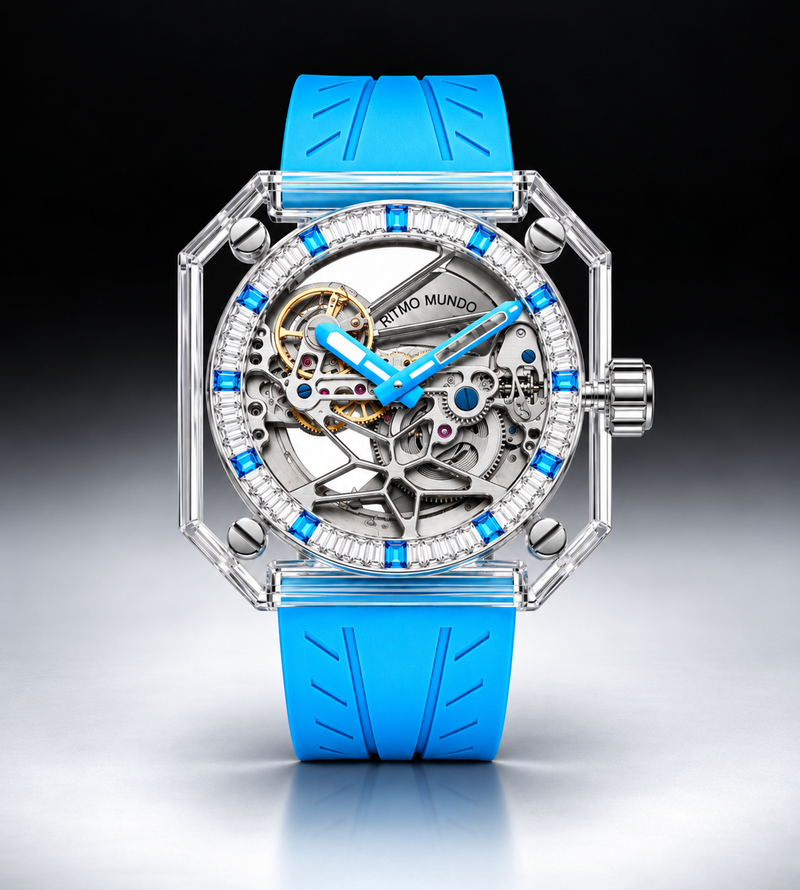 Pegasus Turquoise Stone Sapphire Skeleton Automatic Watch