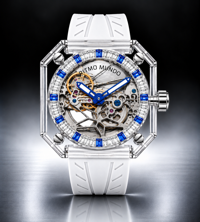 Pegasus Blue Stone Sapphire Skeleton Automatic Watch