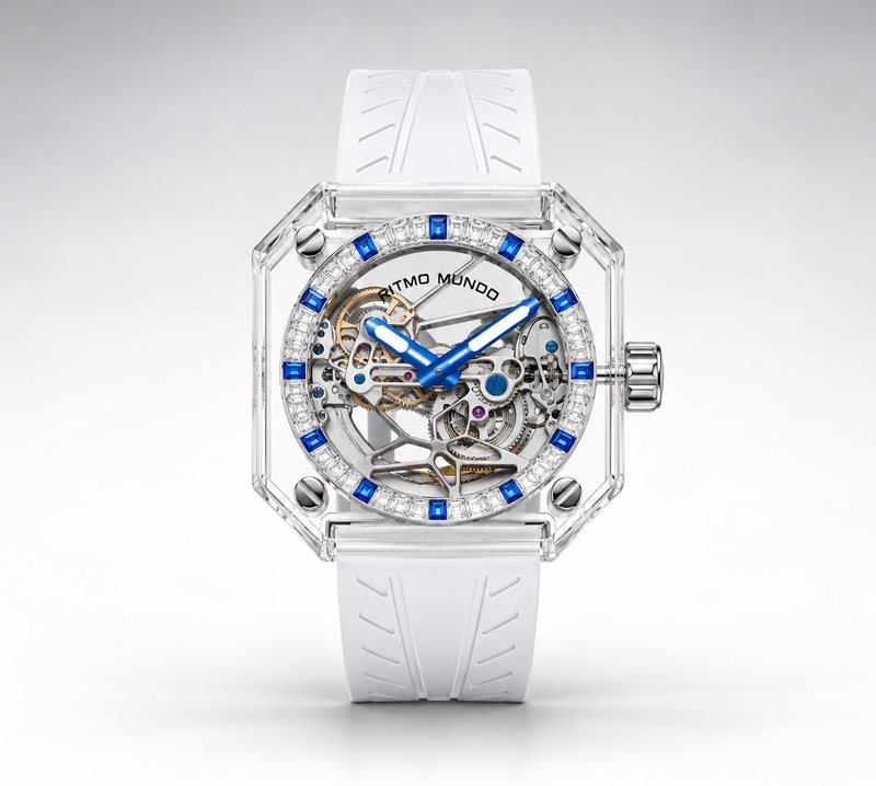 Pegasus Blue Stone Sapphire Skeleton Automatic Watch