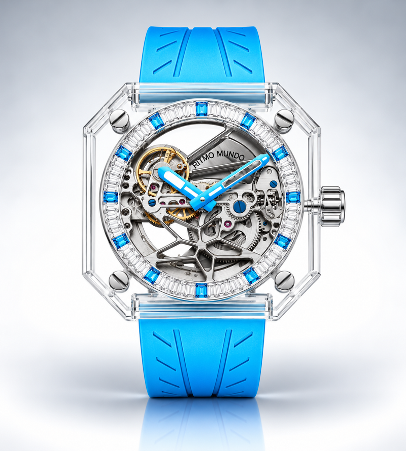 Pegasus Turquoise Stone Sapphire Skeleton Automatic Watch