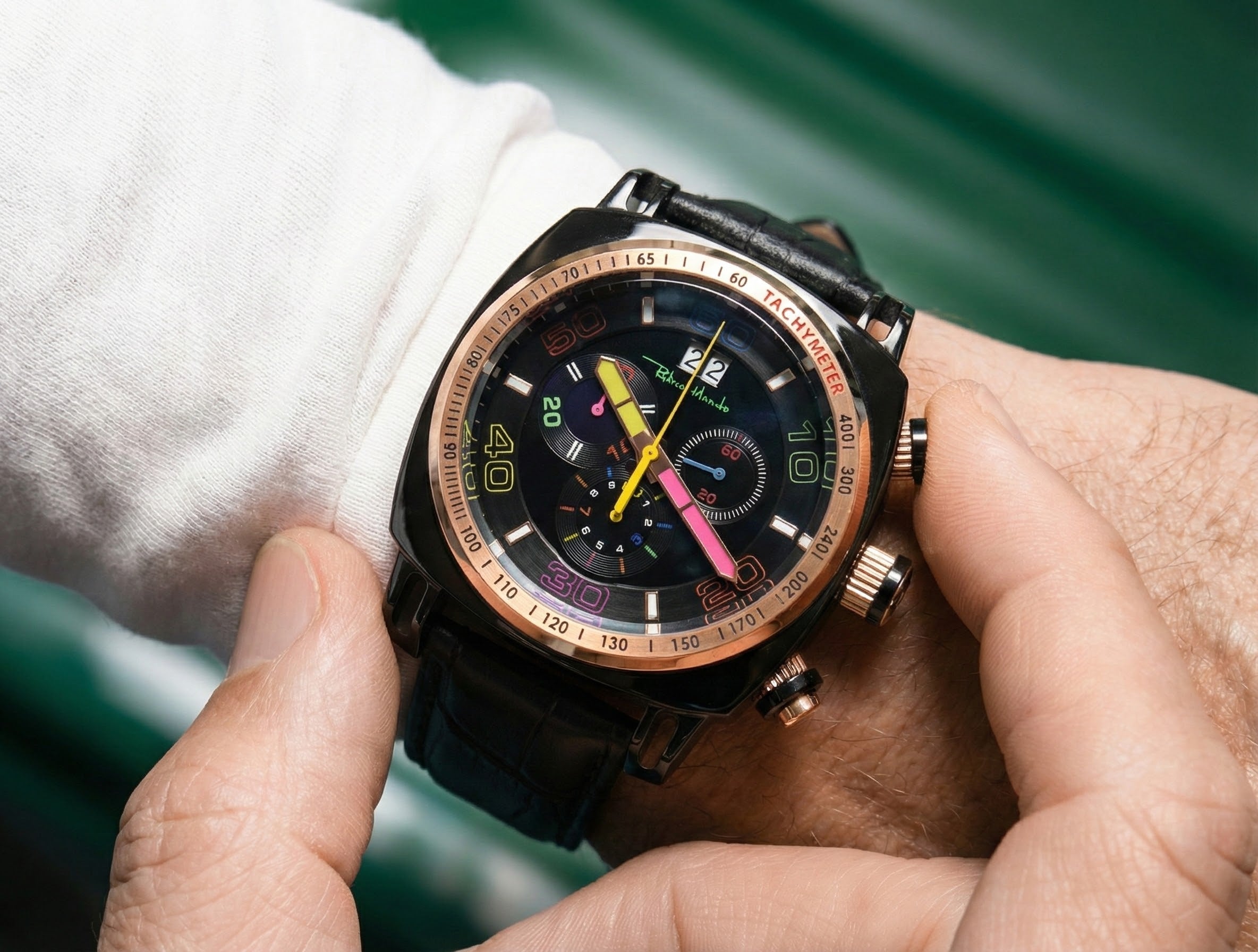 【たかぼーる様】RITMO MUNDO リトモ　自動巻き ビッグフェイス 腕時計 Racer Swiss Chronograph Limited Edition Model 2221 Marco Andretti