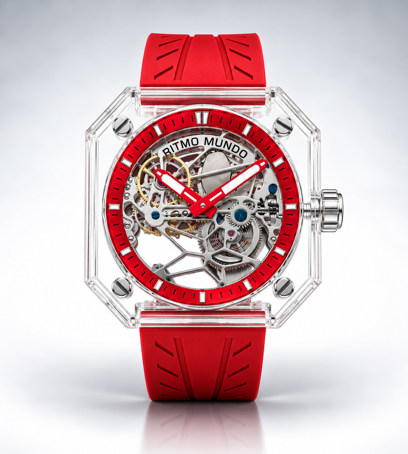 Pegasus Red Sapphire Skeleton Automatic Watch