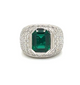 Estate The Works Of Dr. Gems 3.42 Ct Emerald Diamond Platinum Ring