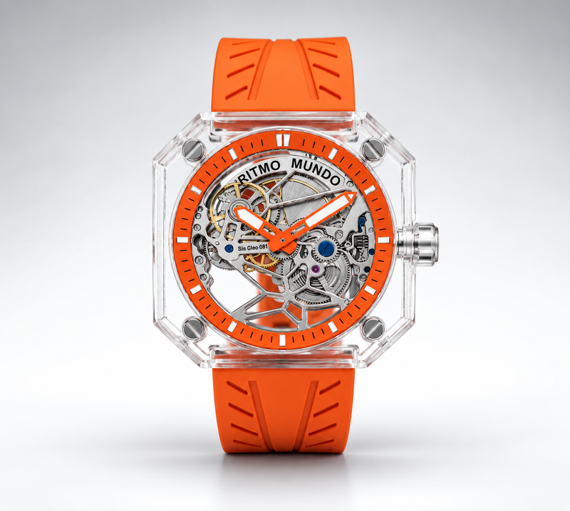 Pegasus Orange Sapphire Skeleton Automatic Watch